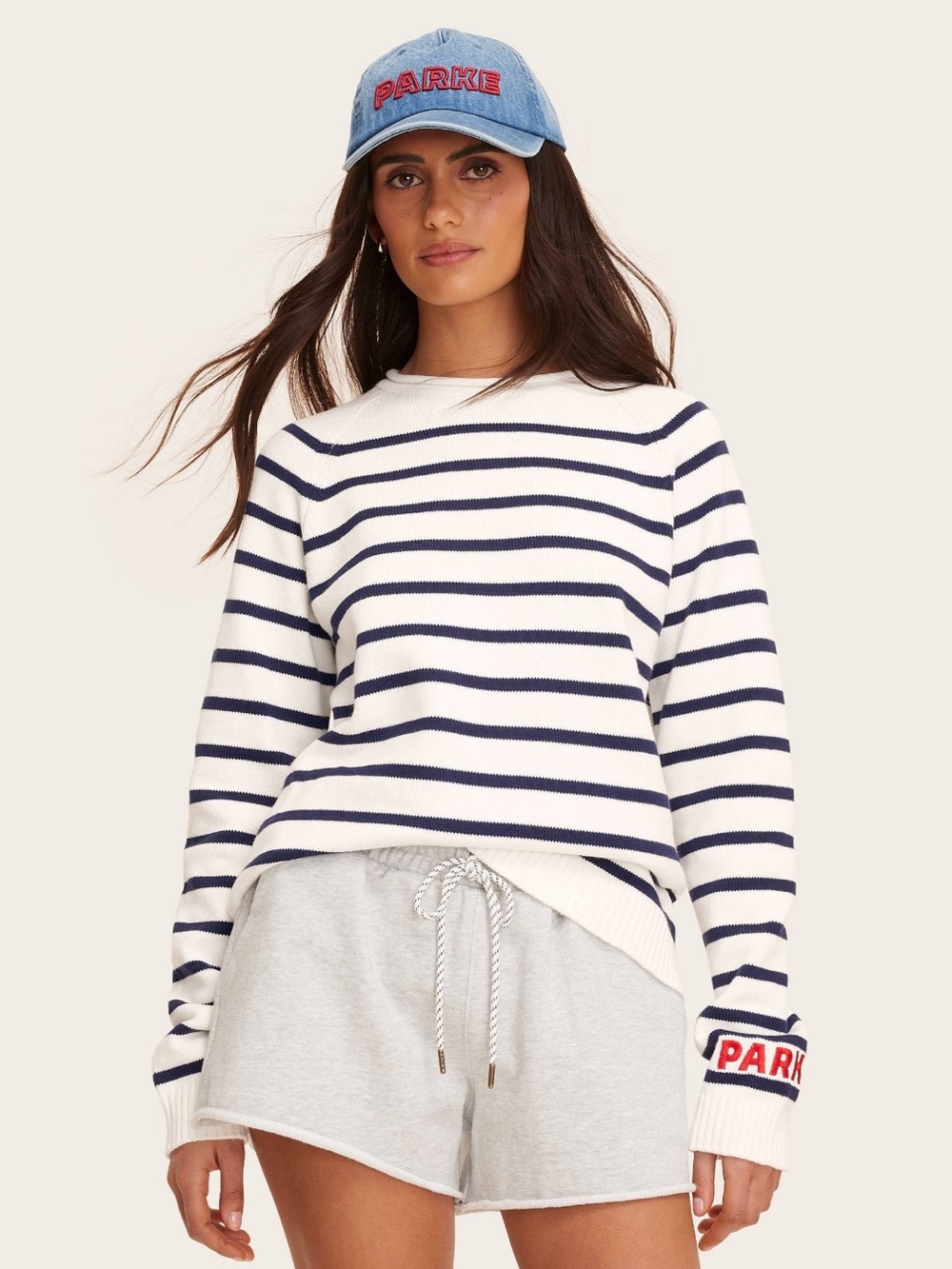 💗 Parke x Target Women's Rollneck Striped Pullover Sweater Navy Blue Striped XS